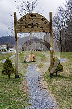 Welcoming sign to Appalachian Trail Hikers